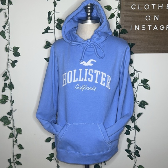 Hollister Easy Appliqué Logo Graphic Hoodie Blue - Picture 2 of 7